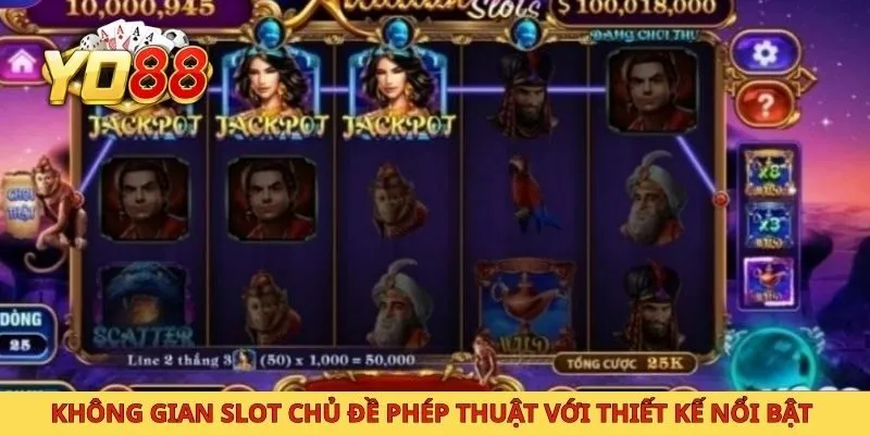 Không gian slot chủ đề phép thuật với thiết kế nổi bật